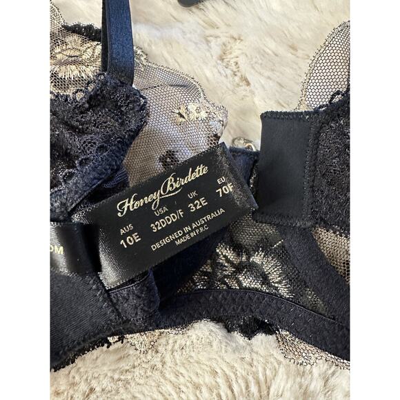 Honey Birdette WHITNEY🖤 Leopard Floral Lace Bra 32DDD - Picture 4 of 4